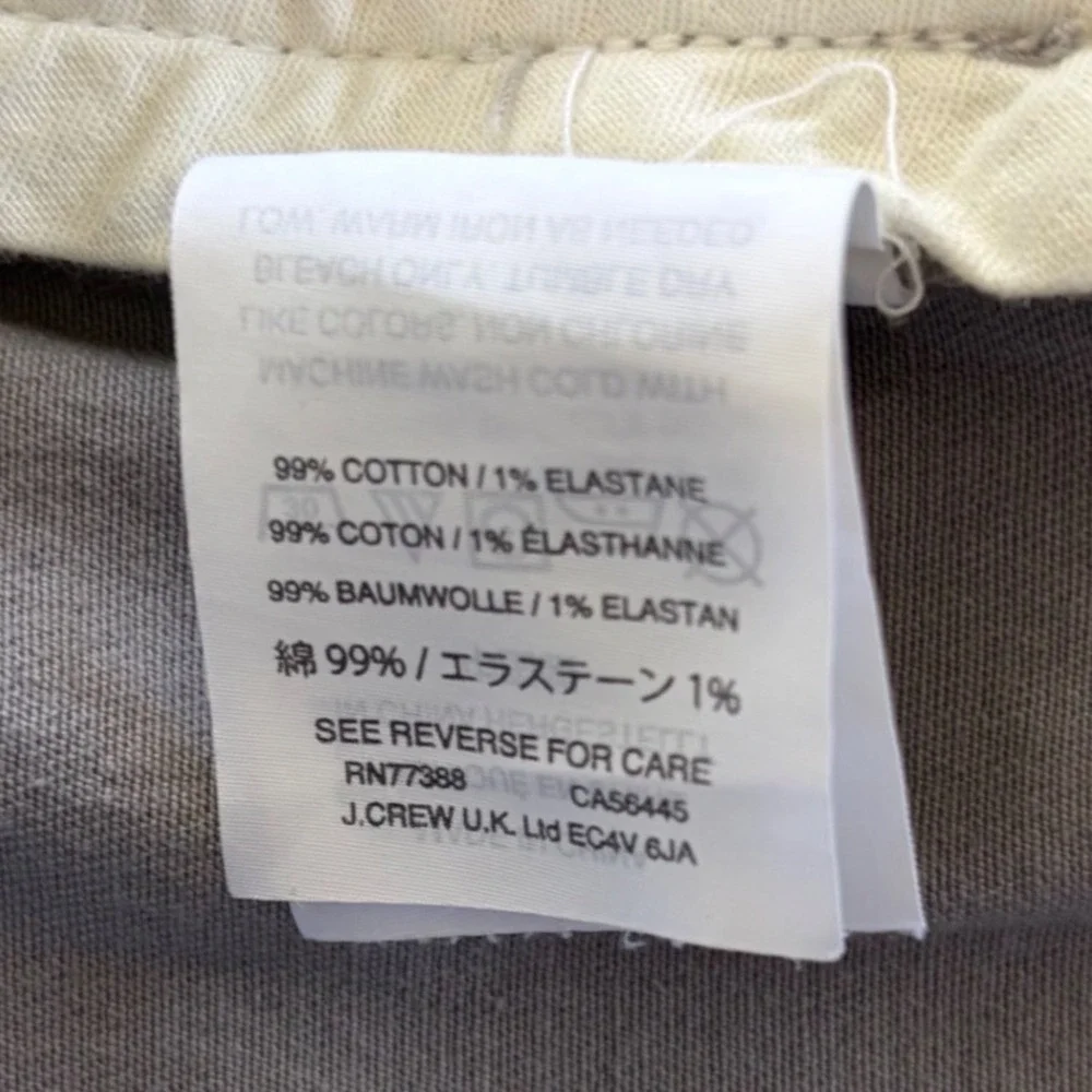 J.Crew Bowery Slim Dress Pants Mens 34x30 Grey Stretch Cotton Chino Trousers